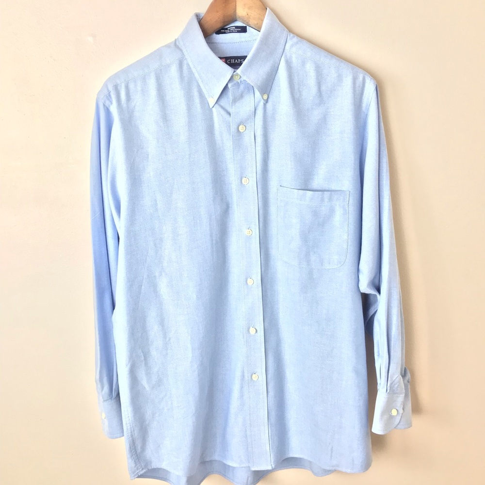 Chaps Blue Long Sleeve Wrinkle-Free Oxford